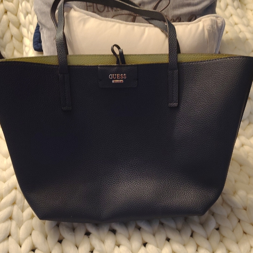 Guess Black Tote with Green Accent